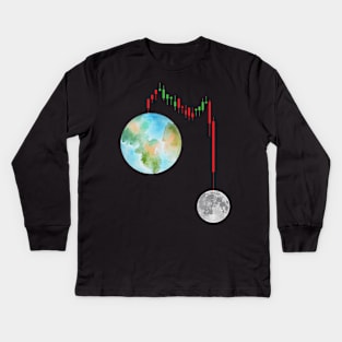 Crypto Hodl Vintage Trading Chart To The Moon Kids Long Sleeve T-Shirt